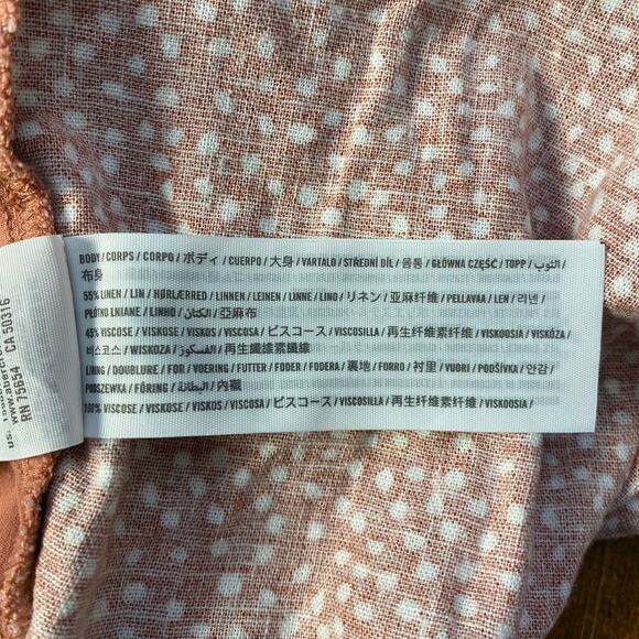 Abercrombie & Fitch Linen Polka Dot Romper Womens Size XS Pink White - Picture 8 of 9